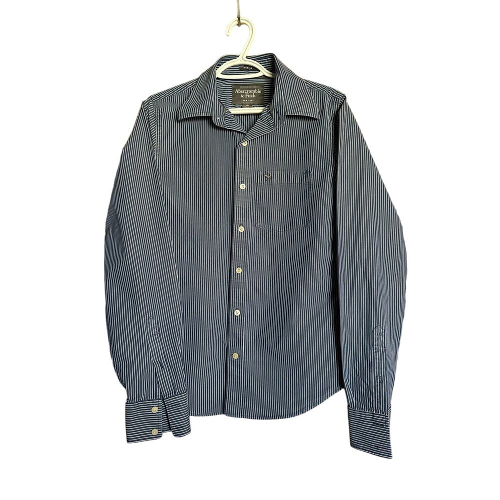 Abercrombie and Fitch, Dark Blue with White stripes Muscle Shirt Size Small